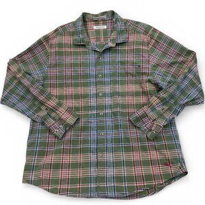 Tommy Bahama Green Plaid Button Down Dress Casual Marlin Logo Shirt Men's XL